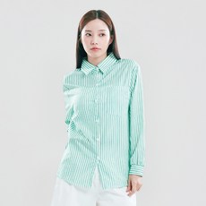 Elsso 女款條紋寬鬆翻領長袖襯衫
