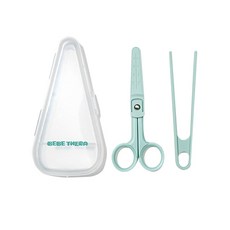 Bebe Thera 嬰兒食物剪刀+夾子組, 薄荷綠, 1組