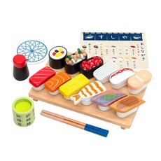 WOODY PUDDY豪華組壽司料理組 日本原裝正品 啟發寶寶無限想像力及創造力 天然木材 作工精細 適合3歲以上兒童, 豪華組壽司, 1組