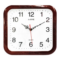 A-ONE 金吉星 方形立體字超靜音時鐘 台灣製造, 深紅棕色