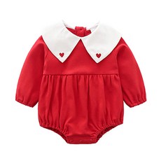 Mom's care 女童愛心印花領長袖連身衣