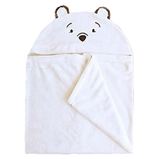 Million Dollar Baby 珊瑚絨速乾造型連帽浴巾 100%超細纖維 85x100cm, 小熊 白色, 1條