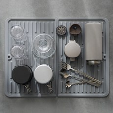 Comet 折疊式矽膠碗盤瀝水架, 1個, 1層, 灰色