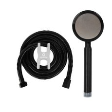 HOME DAUM 輕量鋁合金蓮蓬頭+軟管 1.5m, 1套, 黑色