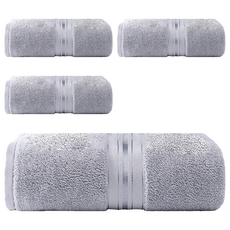 純棉加厚毛巾 2入，銀灰色，75x34cm, 4條