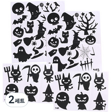 귀요미 할로윈 캐릭터 스티커 소 + 대, 혼합색상, 2세트