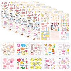 女孩情緒圖案貼紙 112入, 混色, 1套