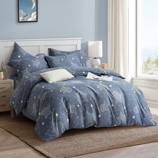 床寢時光 頂級絲柔棉床包枕套組 S6827L-H 台灣製, 滿天星夜, 床包 + 枕套