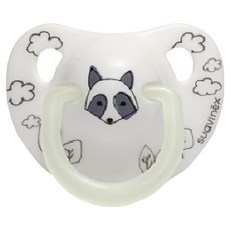 Suavinex 蘇維妮 夜光安撫奶嘴, 0-6個月, 浣熊, 1個