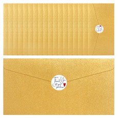 Cherish Young Art 感謝信封 20入 + 貼紙 30入, 淡金色(信封), 白色(貼紙), 1套