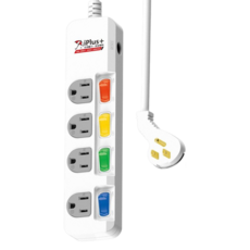 iPlus 保護傘 5切4座扁插延長線, 1.8m, 白色, 1條