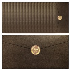 YOUNG ART Cherish 感謝信封 20入 + 貼紙 30入, 深棕色(信封), 牛皮紙(貼紙), 1套