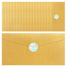 Cherish Young Art 感謝信封 20入 + 貼紙 30入, 淡金色(信封), 雷射(貼紙), 1套