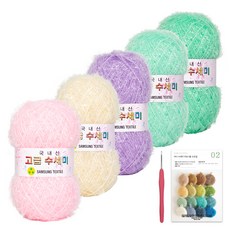 絲光纖維織線 80g 5捆+8種造型圖案組, 1套, 03 糖果粉彩