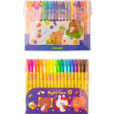 STUDIO EIGHT Line Friends 彩色鉛筆20色+簽名筆18色隨機出貨套組, 1套