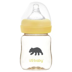 US baby 優生 真母感PPSU奶瓶, 寬口徑, 耐高溫, 不含雙酚A, 160ml, 台灣黑熊, 1個