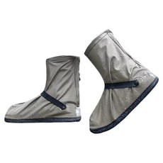 ROYALLIN 蘿林嚴選 高筒防水雨鞋套 防滑紋路 夜間反光片 無縫防水 摩托車/戶外騎行適用, XL(28.5cm), 咖啡色