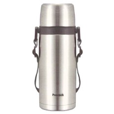 Peacock 日本孔雀 戶外休閒不鏽鋼保冷保溫杯水壺 不沾黏設計 附背帶 ASJ-81-XA, 原鋼色, 760ml, 1個