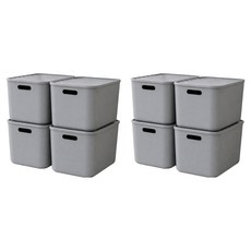 보노하우스 팬트리 정리 리빙박스, 그레이, L(264 x 372 x 242 mm), 8개