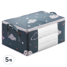 日常重點 棉被織物收納袋, 5個, 藍色