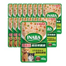 이나바 강아지 주식 파우치 DRP-81, 혼합맛(닭가슴살/녹황색채소), 40g, 16개