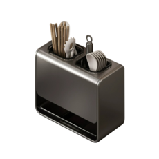 착한살림 2구 수저 조리도구통, 그레이, 1개