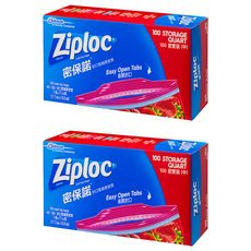 Ziploc 密保諾 密實袋 易開封口 幫助鎖味2倍保鮮, 中(17.7 x 18.8cm), 100個, 2盒