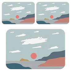 西格傢飾 畢卡喵軟珪藻土防滑吸水地墊, 瞬間吸水, 快速揮發, 防滑耐磨, 雲朵喵, 40 x 60cm