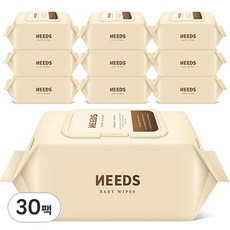 NEEDS 브라운 저자극 도톰 엠보싱 아기물티슈 캡형, 78g, 70매, 30개