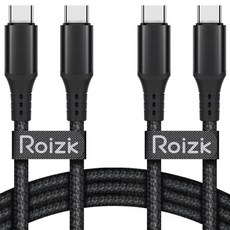 로이직 C타입-C타입 60W PD 초고속 충전 케이블 RZ-510, 블랙, 2개, 120cm