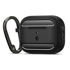 Spigen AirPods Pro 3保護殼Rugged Armor+鑰匙圈組, 霧面黑, 1個, AirPods Pro 3