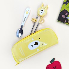 kitchen U Bear舒適不鏽鋼筷勺筷子筷勺組, 1套, 湯匙 + 筷子 + 餐具盒, 混合色