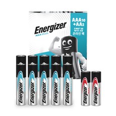 에너자이저 맥스플러스 AAA건전지 10입 + 맥스 AA건전지 2입 기획팩, 12개입, 1세트