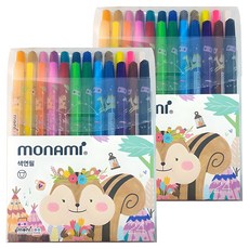monizoo 按壓式色鉛筆 女孩用, 2個, 24色