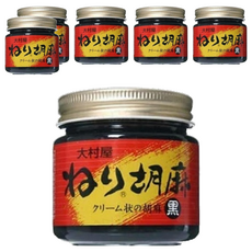 大村屋 滑順黑芝麻醬, 精選高品質黑芝麻, 奶油狀質地, 蜂蜜調味, 130g, 6罐