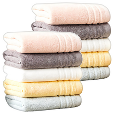 SOFT TOUCH 線條邊框飯店毛巾 30支棉紗 150g, 白色+粉色+薄荷綠+黃色+灰色, 10條