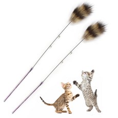 PETSMON 飛行長鋼絲貂毛串燒棒釣竿貓咪玩具, 隨機出貨(手柄), 2個