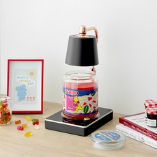 하리보캔들 라지자 캔들 + 빛조절 타이머 캔들워머 세트, 블랙(캔들워머), 멜론믹스