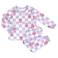Maykids 棋盤格紫兔保暖內衣上下套裝
