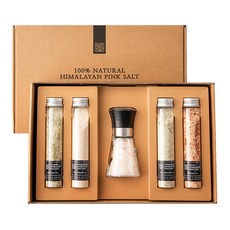 THANKS&NATURE 喜馬拉雅粉紅鹽研磨罐+小瓶裝鹽 4種禮盒, 420g, 1組