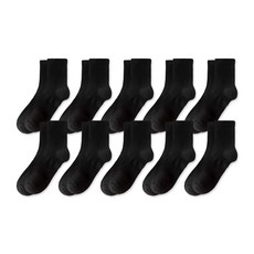 男款運動覆蓋中筒襪, 10個, 黑色