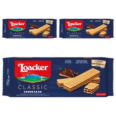 Loacker 萊佳哈斯 經典奶油可可威化餅, 3個, 175g