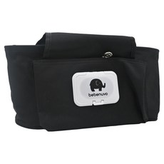 翔駿親子 嬰兒推車掛袋, 綁帶可調, 顏色樣式多樣, 面紙袋口方便取用, 深邃黑色款, 1個