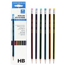 투코비 코마 삼각 지우개 연필 SG-208 HB, 혼합색상, 1세트