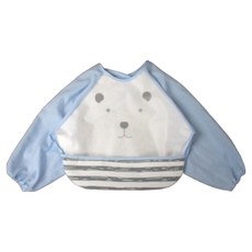 千趣會多功能防水衣長袖圍兜 - 可愛熊臉，棉/防水面：EVA塑膠加工，適合12-36個月寶寶, 1件