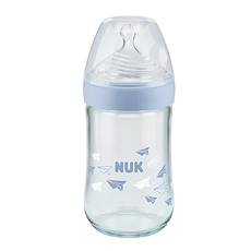 NUK Nature Sense 玻璃奶瓶 240mL, 6-18個月適用, 藍色, 1個