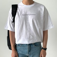 제이에이치스타일 어게인 레터링 슬라브 통기성 반팔 티셔츠