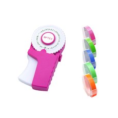 MoTEX 手動刻字標籤機 E-303 + 補充膠帶 B組合, 粉紅色, 1套