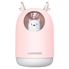 HONDONI 萌熊七彩夜燈靜音車載單頭霧化精油香薰水氧加濕機, M106-PK, 珊瑚粉