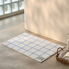 써뉴즈 인테리어 욕실 발매트, 체크블루
